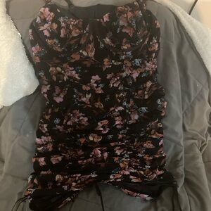 Floral Black Mini Dress